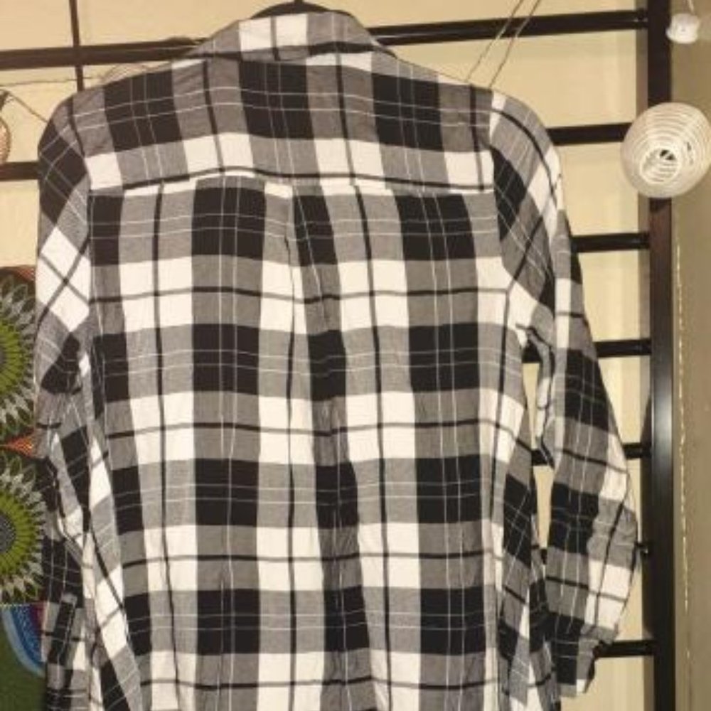 Plaid Tunic Length Button Down - image 2